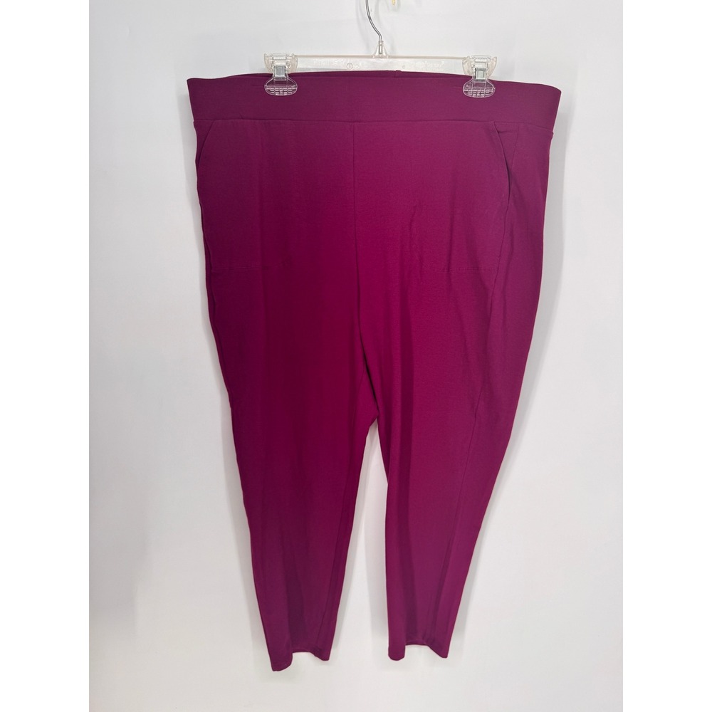Torrid Pants Women 3 Magenta  High Rise Elastic Waist Tapered Leg Stretch EUC